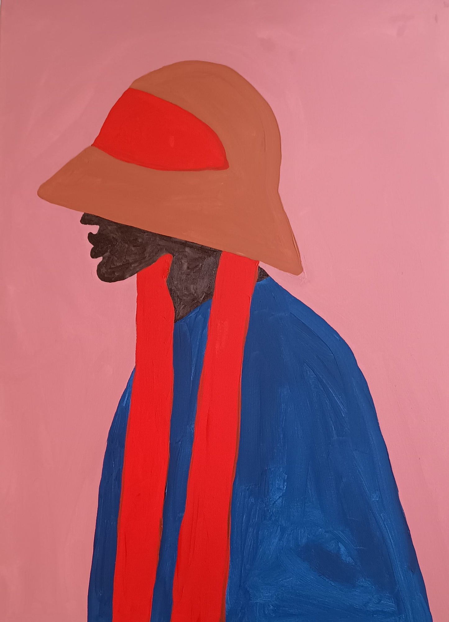 Garota preta de chapéu vermelho - 2024 Impressão fine art