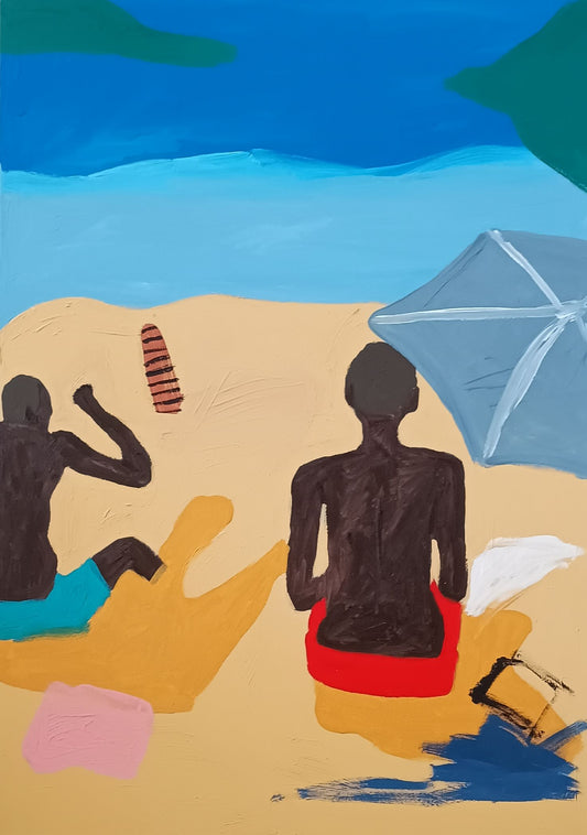 Homens pretos na praia - 2024 Impressão fine arte