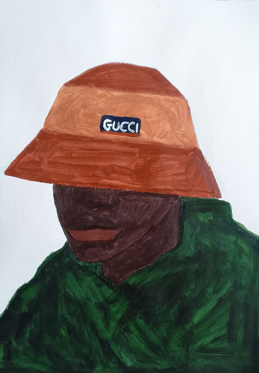 Jovem de chapéu bucket - 2023 Impressão fine art