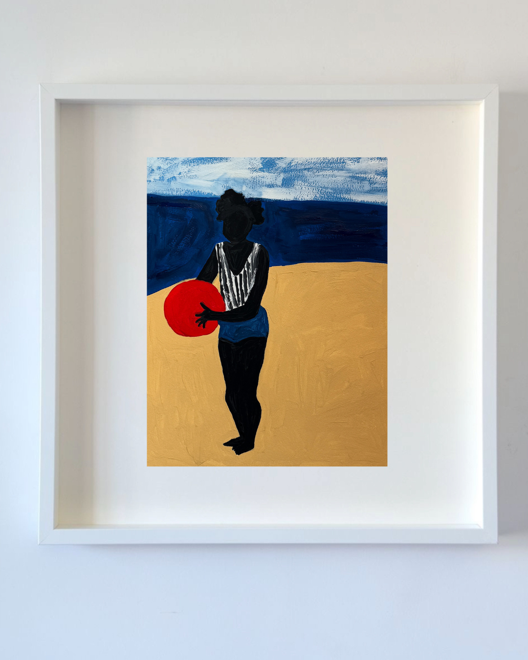 Menina negra da praia impressão emoldurada