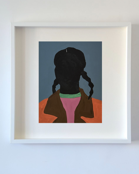 Menina preta de tranças impressão emoldurada