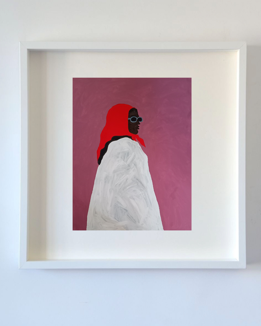 Mulher preta de lenço vermelho impressão emoldurada