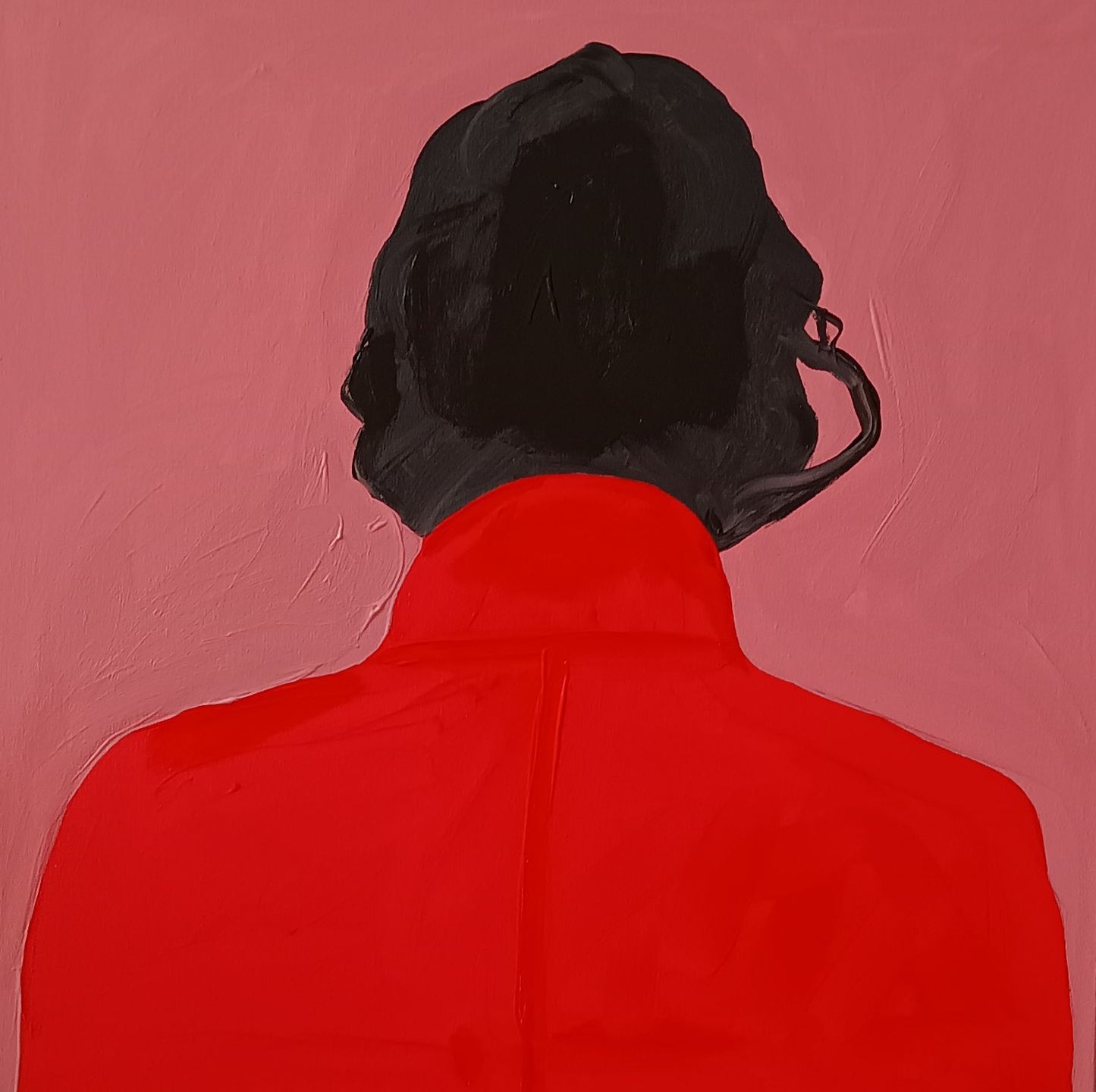 Mulher de blazer vermelho - 2024 Impressão fine art