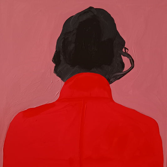 Mulher de blazer vermelho - 2024 Impressão fine art