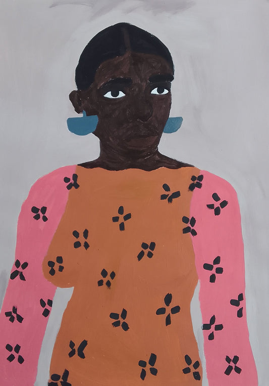 Mulher de brincos azuis - 2023 Fine art
