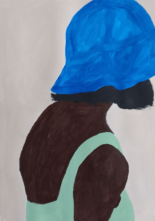 Mulher preta de chapéu azul - 2023 Fine art