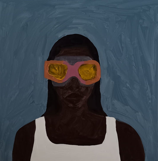 Mulher preta com óculos de mergulho - 2024 Impressão fine art